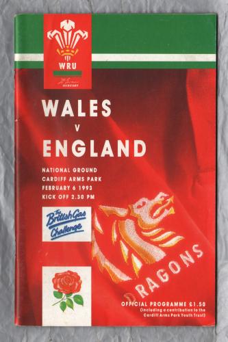 `British Gas Challenge` - Wales vs England - Saturday 6th February 1993 - Cardiff Arms Park